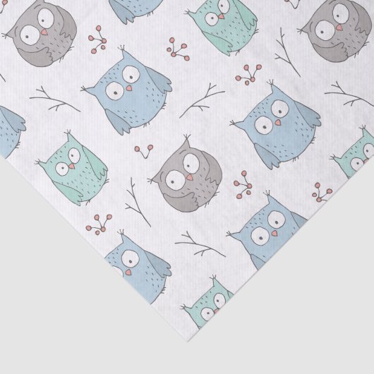 Whimsy Winter Owls Muster Gewebe Papier (Ausschnitt)