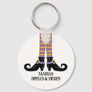 Whimsy Witch Shoes with Purple & Orange Stripe Schlüsselanhänger