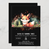 Whimsy Woodland Fox Geburtstag digital Einladung (Vorne/Hinten)