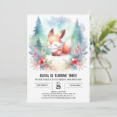 Whimsy Woodland Fox Geburtstag digital Einladung (Stehend Vorderseite)