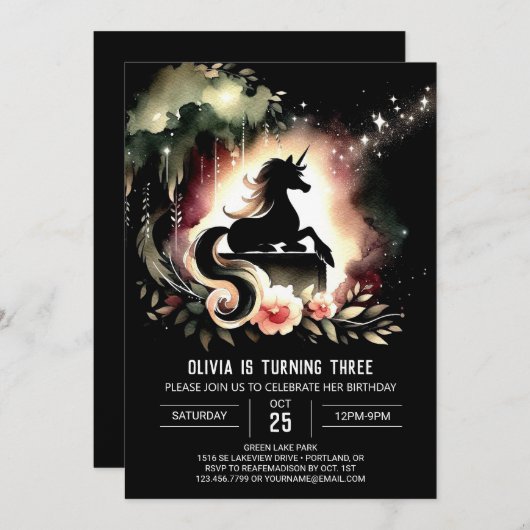 Whimsy Woodland Pferd Geburtstag Einladung (Vorne/Hinten)