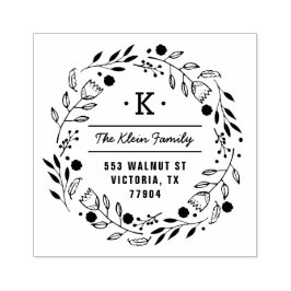 Whimsy Wreath Monogram Address Briefmarke Gummistempel