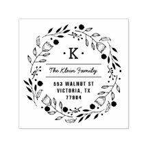 Whimsy Wreath Monogram Address Briefmarke