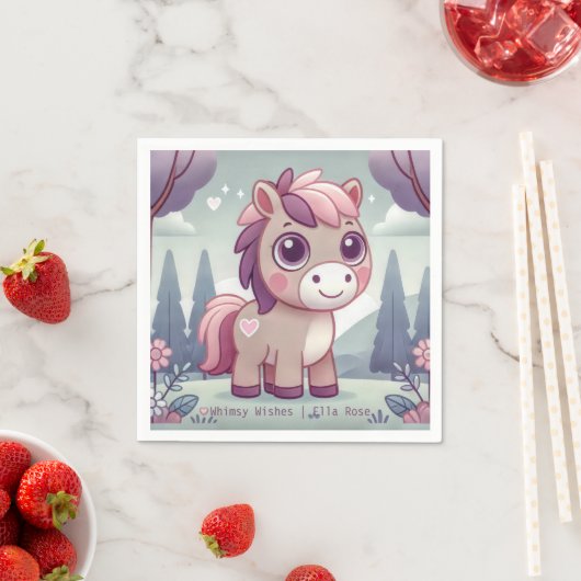 Whimsy wünscht Pink Pony personalize Party Napkin Serviette (Beispiel)
