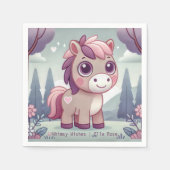 Whimsy wünscht Pink Pony personalize Party Napkin Serviette (Vorderseite)