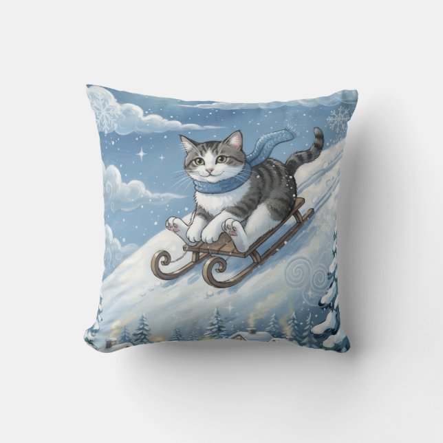 WhimsyCatSled Kissen (Vorderseite)