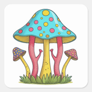Whimsydale Mushrooms Quadratischer Aufkleber