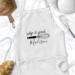 Whip It Good Funny Personalisiert Schürze<br><div class="desc">Whip es gute lustige Personalisierte Erwachsene Schürze. Niedliche Koch Schürze mit einem Kochen Whisk und ein lustiges Kochen Spaß Zitat. Personalisieren Sie das Spaß-Design mit Ihrem eigenen Namen oder Text.</div>