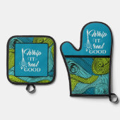 Whip it Real Good Funny Feinschmecker Message Ofenhandschuh & Topflappen-Set (Vorderseite)