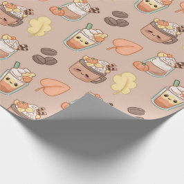 Whipped Autumn Drinks & Leaves Pattern Geschenkpapier