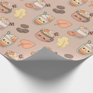 Whipped Autumn Getränke & Blätter Muster Geschenkpapier