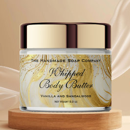 Whipped Body Butter Jar Label Ivory Gold Glitter Wasserflaschenetikett