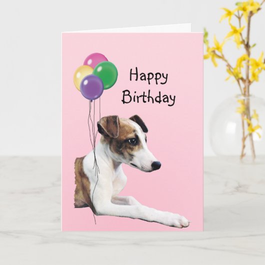 Whippet alles Gute zum Geburtstag Karte (Gelbe Blume)