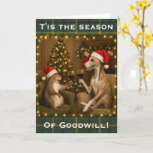 Whippet and Squirrel Christmas greetings card Karte (Gelbe Blume)