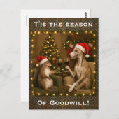 Whippet and Squirrel Christmas greetings postcard Postkarte (Vorne/Hinten)