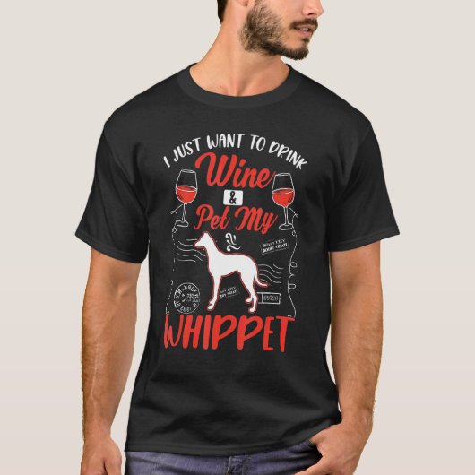 Whippet And Wine T-Shirt (Vorderseite)
