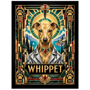 Whippet, Art Deco Hund Postkarte