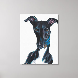 Whippet Art Original Farbstift Gezeichnet Schwarz Leinwanddruck