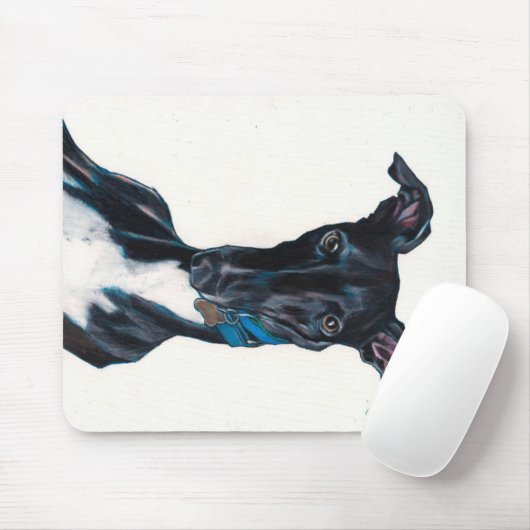 Whippet Art Original Farbstift Gezeichnet Schwarz Mousepad (Mit Mouse)