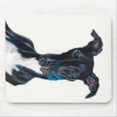 Whippet Art Original Farbstift Gezeichnet Schwarz Mousepad (Vorne)