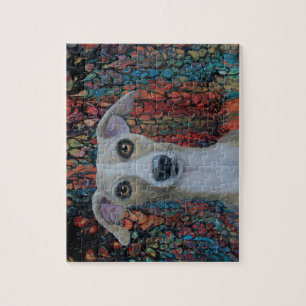 Whippet auf gefärbtem Hintergrund Puzzle