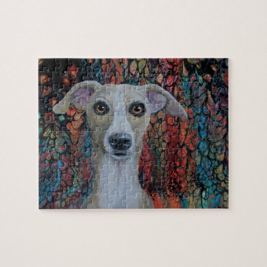 Whippet auf gegossenem Hintergrund Puzzle (Horizontal)
