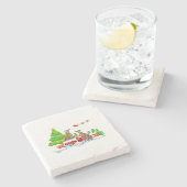 Whippet auf Truck | Weihnachtsweih Lover Steinuntersetzer (Seitenansicht)