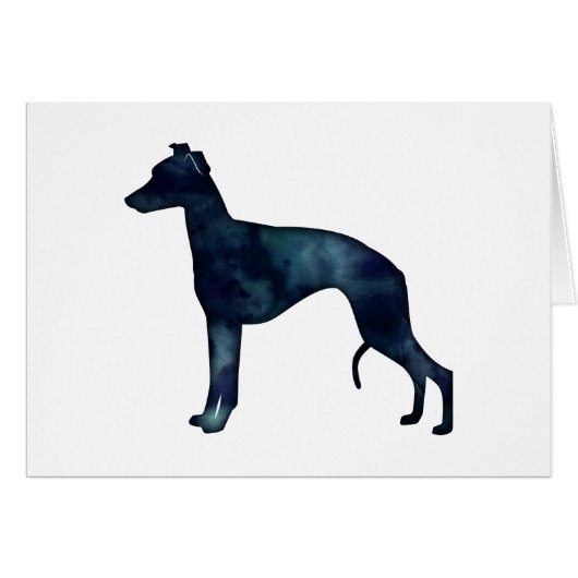 Whippet Bree Black Wassercolor Silhouette Card (Vorderseite (Horizontal))