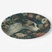 Whippet Brindle and White William Morris Style Pappteller (Schrägansicht)