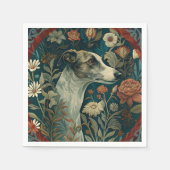 Whippet Brindle and White William Morris Style Serviette (Vorderseite)
