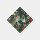Whippet Brindle and White William Morris Style Serviette (Ecke)