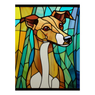 Whippet Buntglas-Hundeporträt Poster