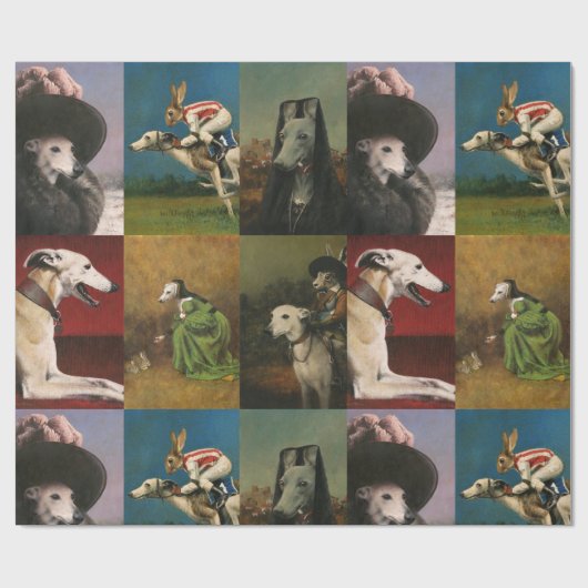 Whippet Character Wrapping Paper Geschenkpapier (Flach)