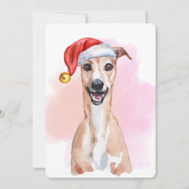 Whippet Christmas Card – Whippet Wearing Santa Hat Einladung