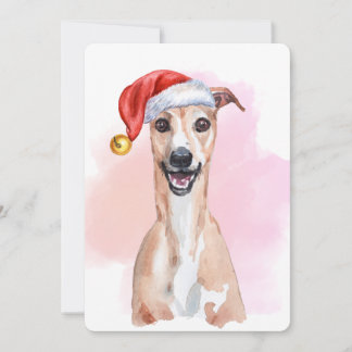 Whippet Christmas Card – Whippet Wearing Santa Hat Einladung