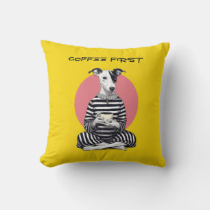 Whippet Coffee Time – Skurril vintage Hund Kissen