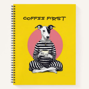 Whippet Coffee Time – Skurriles Vintage-Hund  Notizblock