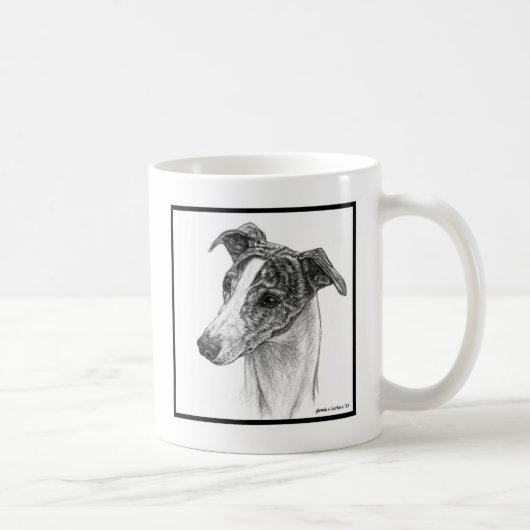 Whippet Dog Art von Glenda S. Harlan Kaffeetasse (Rechts)
