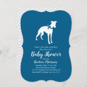 Whippet Dog Baby Shower Blue Einladung (Vorne/Hinten)