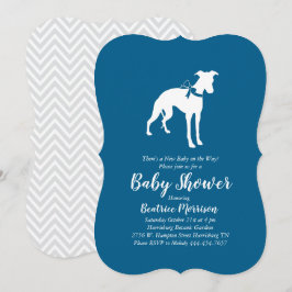 Whippet Dog Baby Shower Blue Einladung