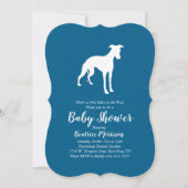 Whippet Dog Baby Shower Blue Einladung (Vorderseite)