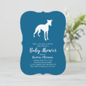 Whippet Dog Baby Shower Blue Einladung (Stehend Vorderseite)