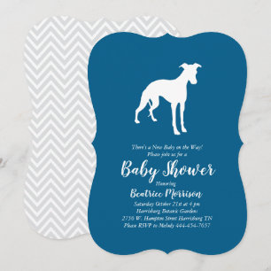 Whippet Dog Baby Shower Blue Einladung