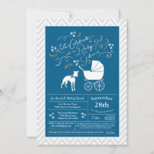 Whippet Dog Baby Shower Blue