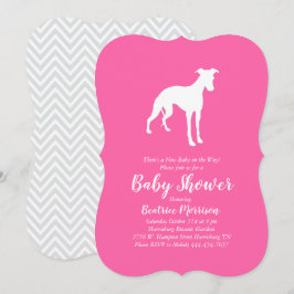 Whippet Dog Baby Shower Girl Pink Einladung