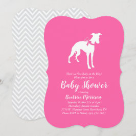 Whippet Dog Baby Shower Girl Pink Einladung