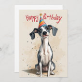 Whippet Dog Birthday Party Einladung (Vorne/Hinten)