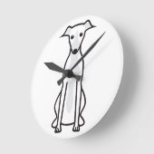 Whippet Dog Cartoon Runde Wanduhr (Winkel)