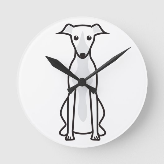 Whippet Dog Cartoon Runde Wanduhr (Vorderseite)
