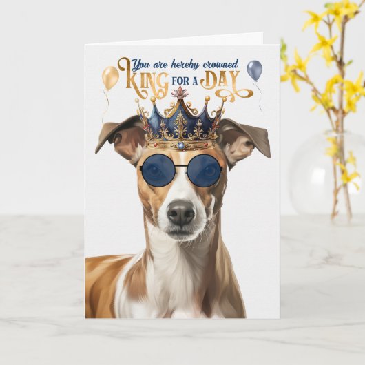 Whippet Dog King für Day Funny Birthday Karte (Gelbe Blume)
